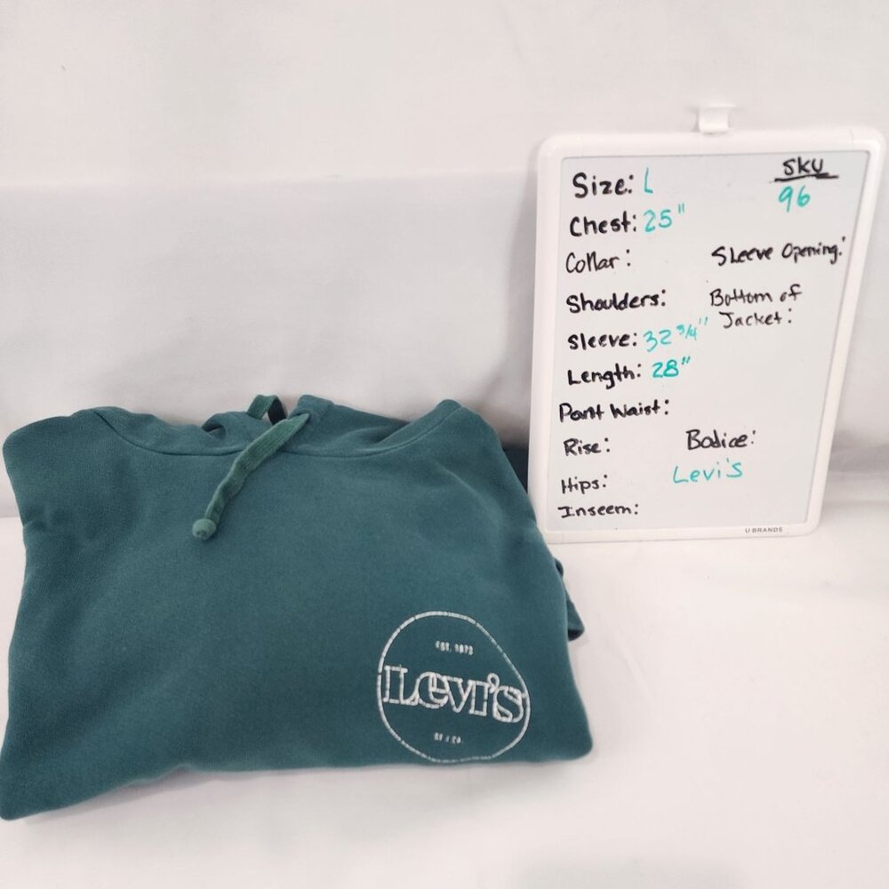 Levis Mens Relaxed Fit Hoodie L Green With Purple & Cream Stripes - Picture 12 of 16